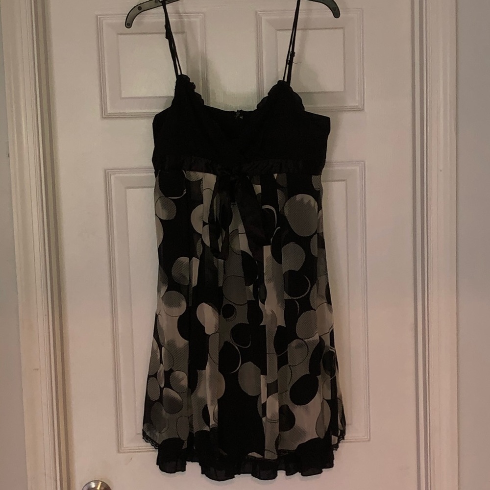 A line babydoll dress w black and white polkadots